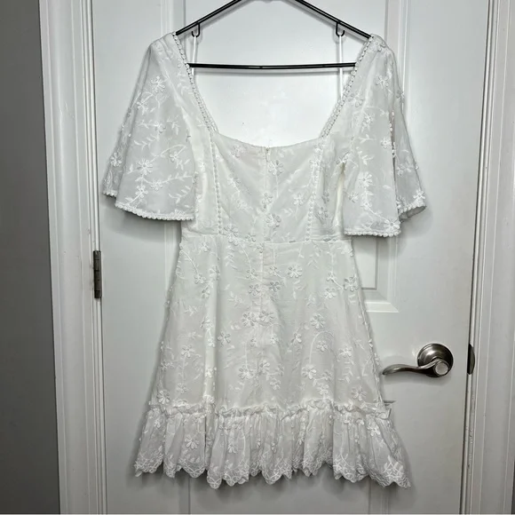 Showpo. Fancy A Spritz Square Neck Embroidered Mini Dress - Picture 7 of 14